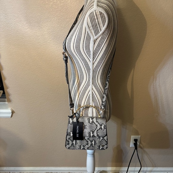 NWT Rachel Zoe Bag Pixie Black Gray Snakeskin Animal Print Crossbody Gold Hrdwr - Picture 5 of 16